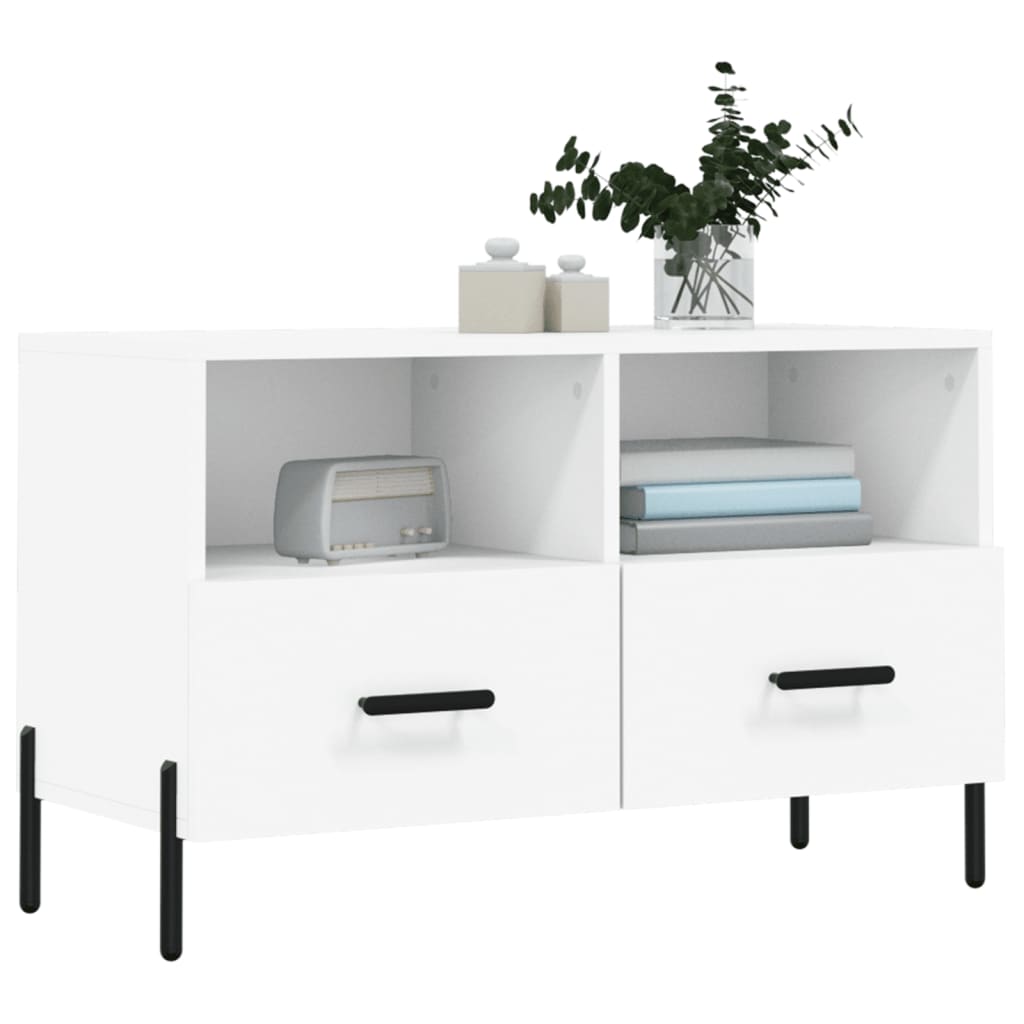 Mobile Porta TV Bianco 80x36x50 cm in Legno Multistrato 828980