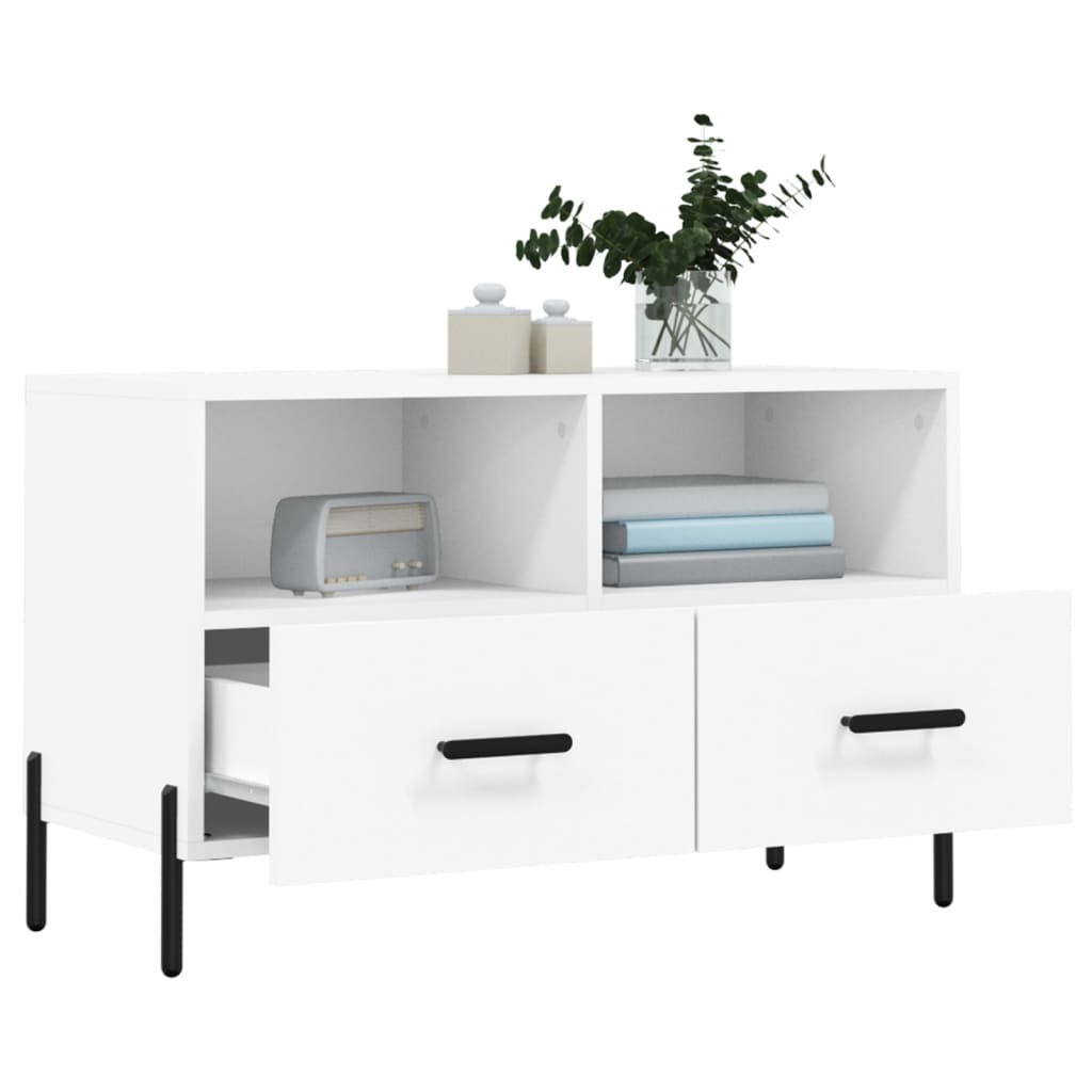 Mobile Porta TV Bianco 80x36x50 cm in Legno Multistrato 828980