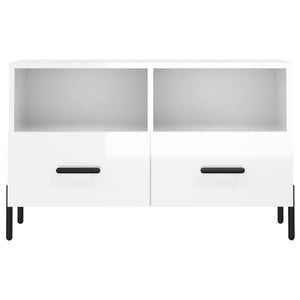 Mobile Porta TV Bianco Lucido 80x36x50 cm in Legno Multistrato 828982