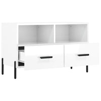 Mobile Porta TV Bianco Lucido 80x36x50 cm in Legno Multistrato 828982