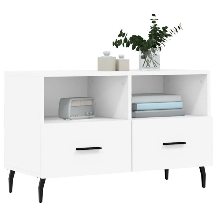 Mobile Porta TV Bianco 80x36x50 cm in Legno Multistrato 828988