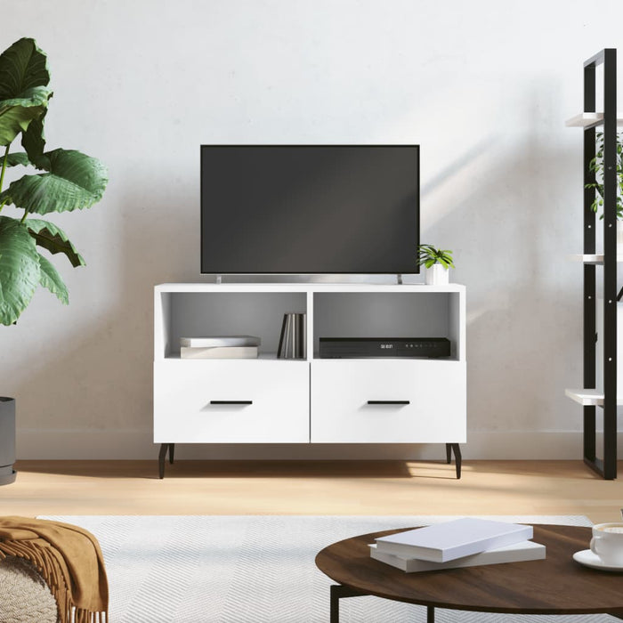 Mobile Porta TV Bianco 80x36x50 cm in Legno Multistrato 828988