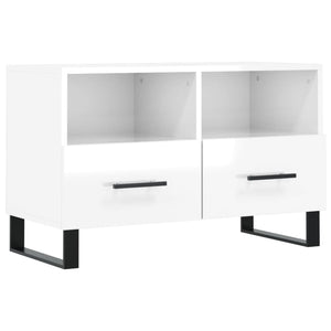 Mobile Porta TV Bianco Lucido 80x36x50 cm in Legno Multistrato 828998