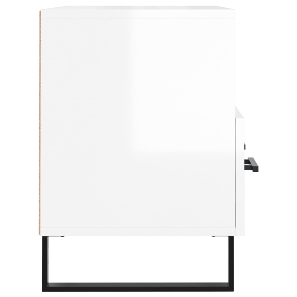 Mobile Porta TV Bianco Lucido 80x36x50 cm in Legno Multistrato 828998