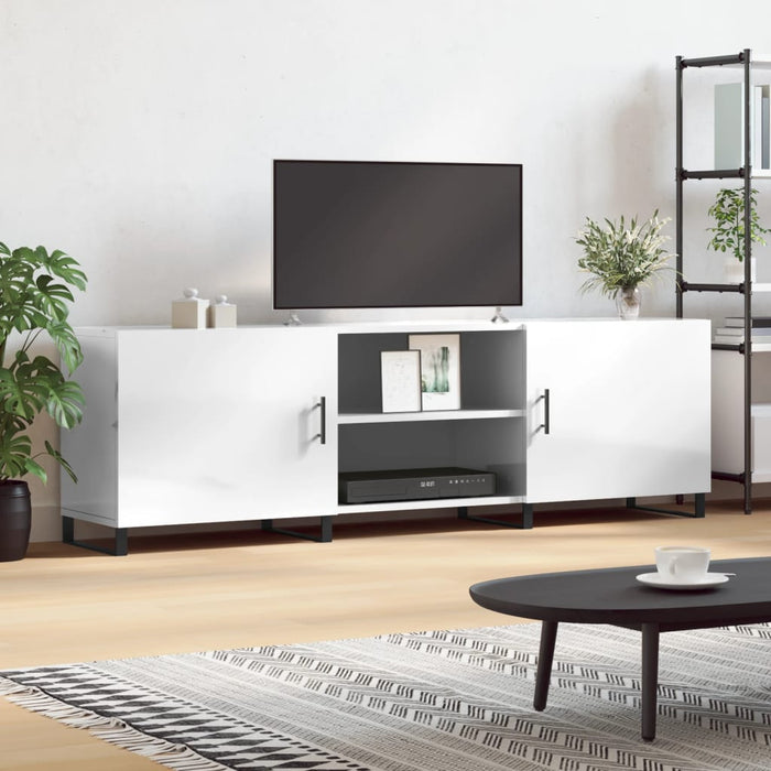 Mobile Porta TV Bianco Lucido 150x30x50 cm in Legno Multistratocod mxl 127997