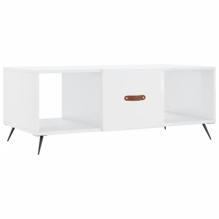 Tavolino da Salotto Bianco Lucido 102x50x40cm Legno Multistratocod mxl 79576