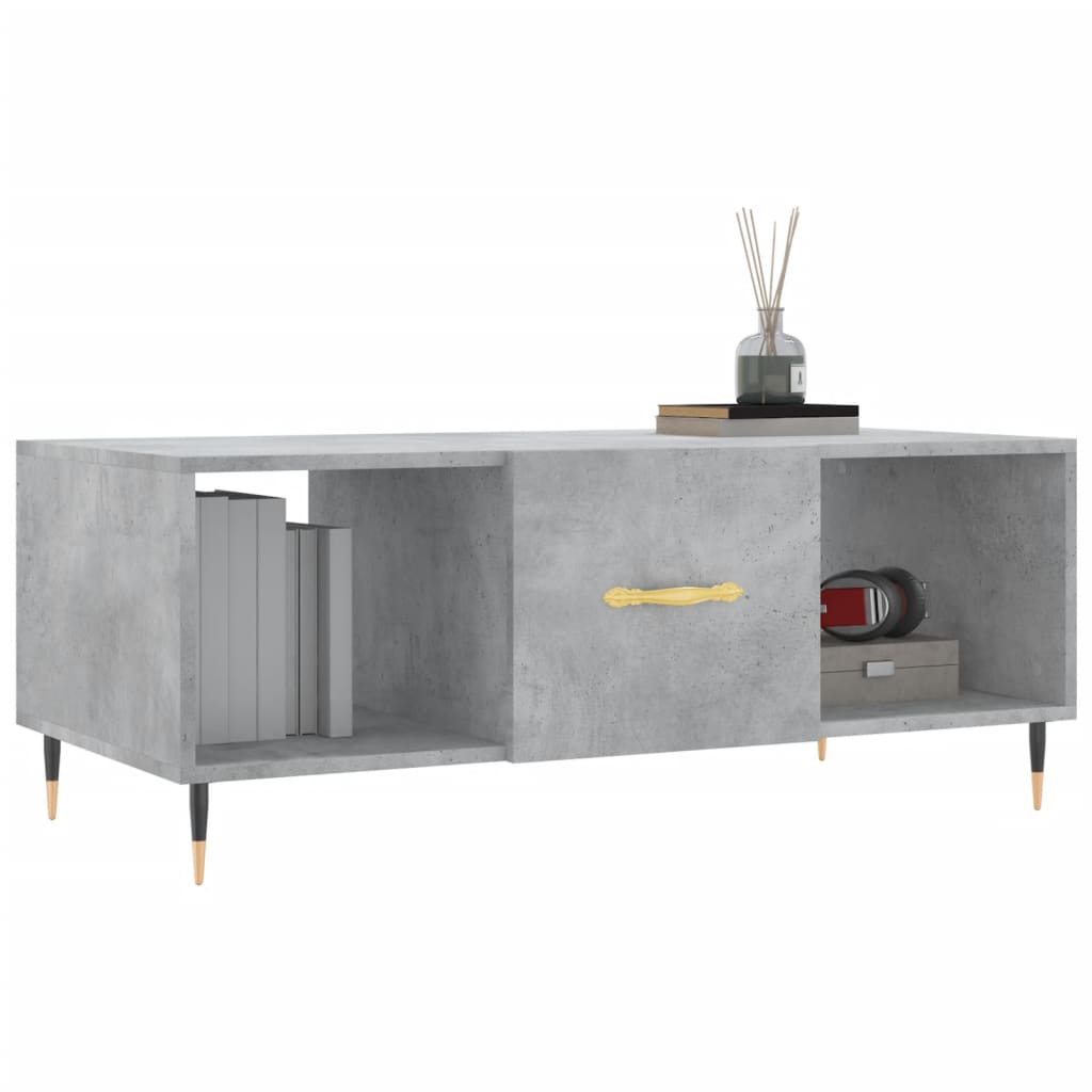 Tavolino Salotto Grigio Cemento 102x50x40 cm Legno Multistrato 829280