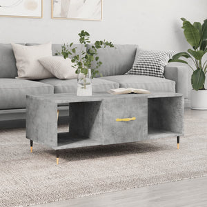 Tavolino Salotto Grigio Cemento 102x50x40 cm Legno Multistrato 829280