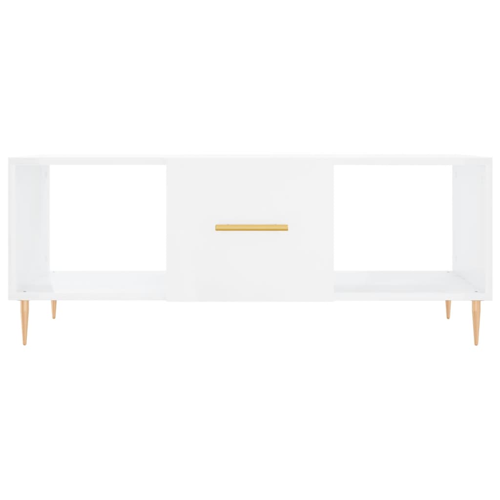 Tavolino da Salotto Bianco Lucido 102x50x40cm Legno Multistrato 829286