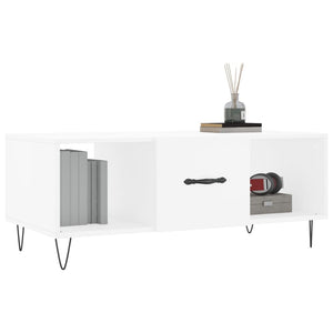 Tavolino da Salotto Bianco 102x50x40 cm in Legno Multistrato 829292