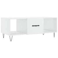 Tavolino da Salotto Bianco Lucido 102x50x40cm Legno Multistrato 829294