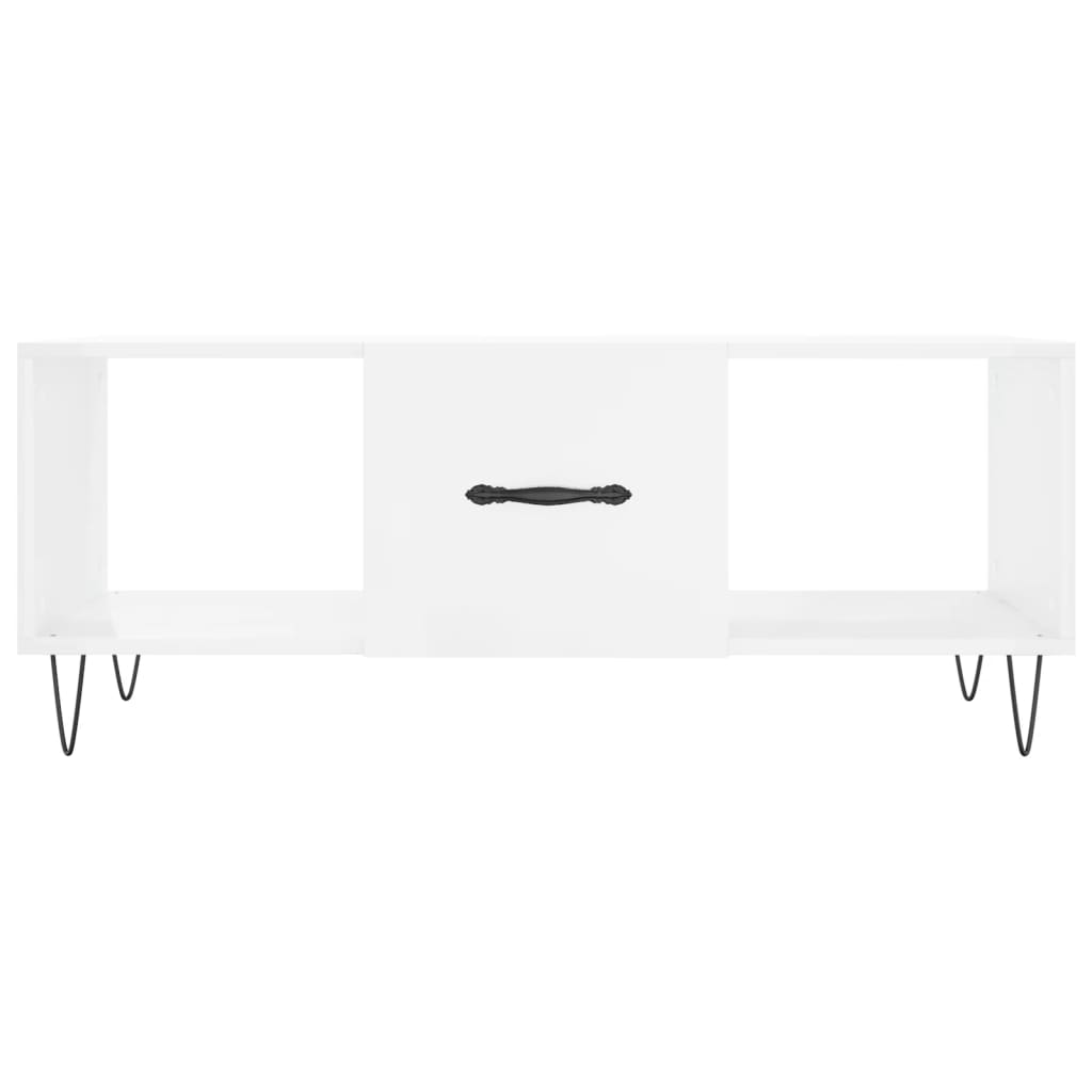 Tavolino da Salotto Bianco Lucido 102x50x40cm Legno Multistrato 829294