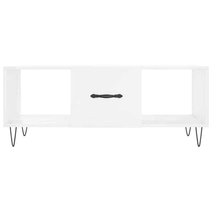 Tavolino da Salotto Bianco Lucido 102x50x40cm Legno Multistrato 829294