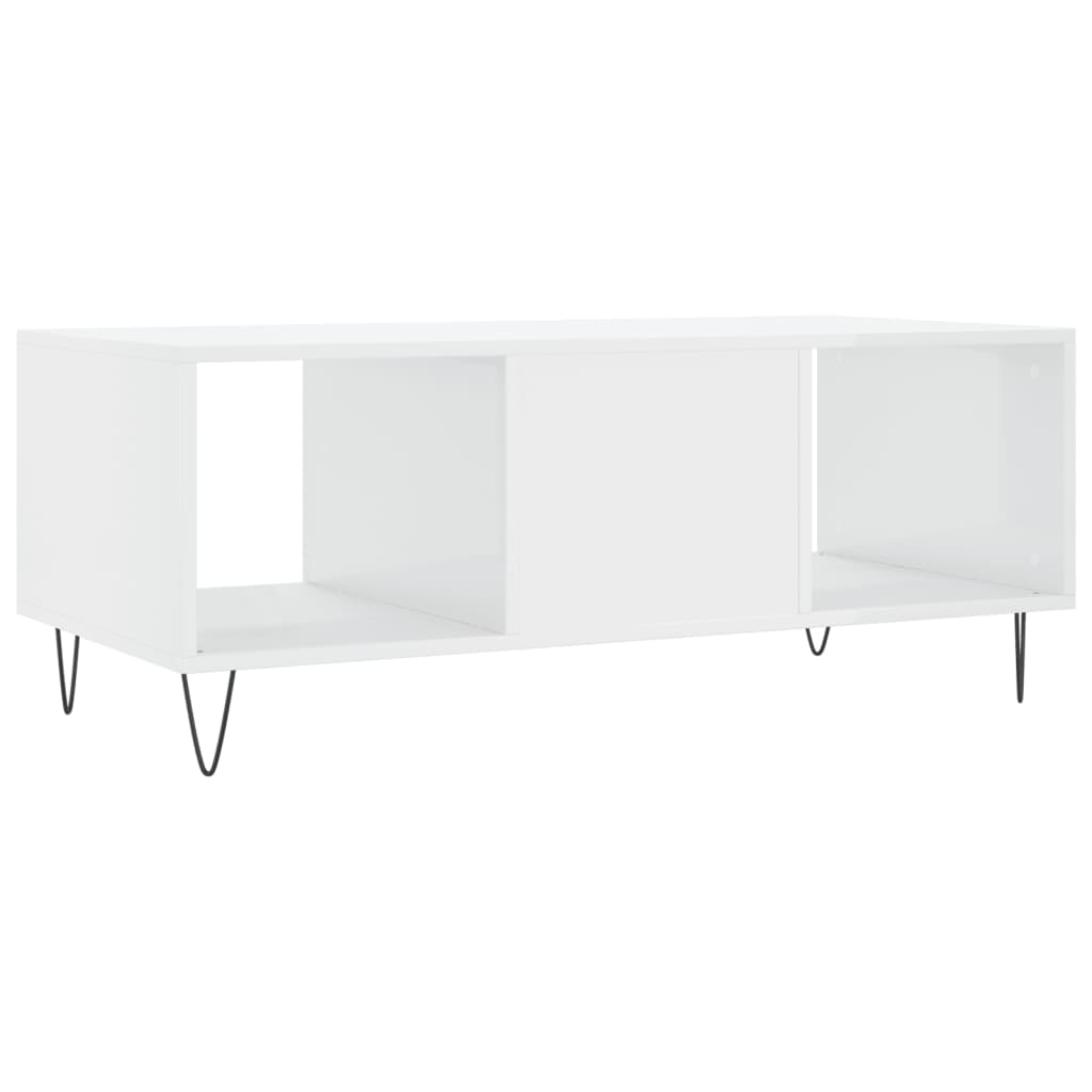 Tavolino da Salotto Bianco Lucido 102x50x40cm Legno Multistrato 829294