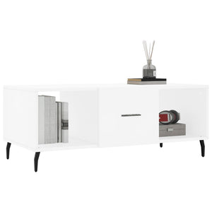 Tavolino da Salotto Bianco 102x50x40 cm in Legno Multistrato 829316