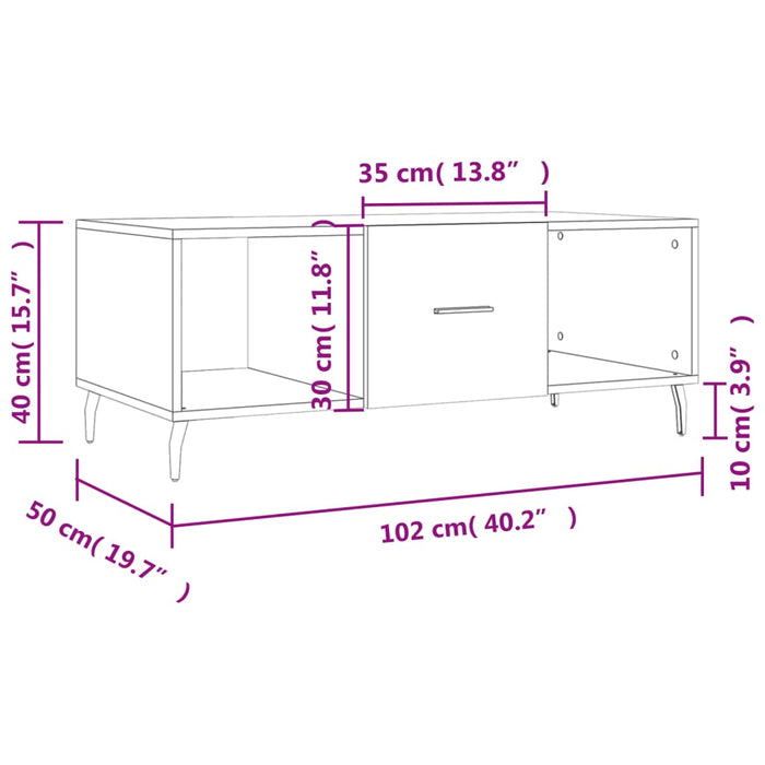 Tavolino da Salotto Nero 102x50x40 cm in Legno Multistrato 829317