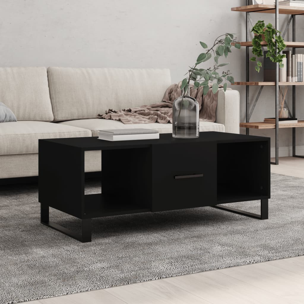 Tavolino da Salotto Nero 102x50x40 cm in Legno Multistrato 829325