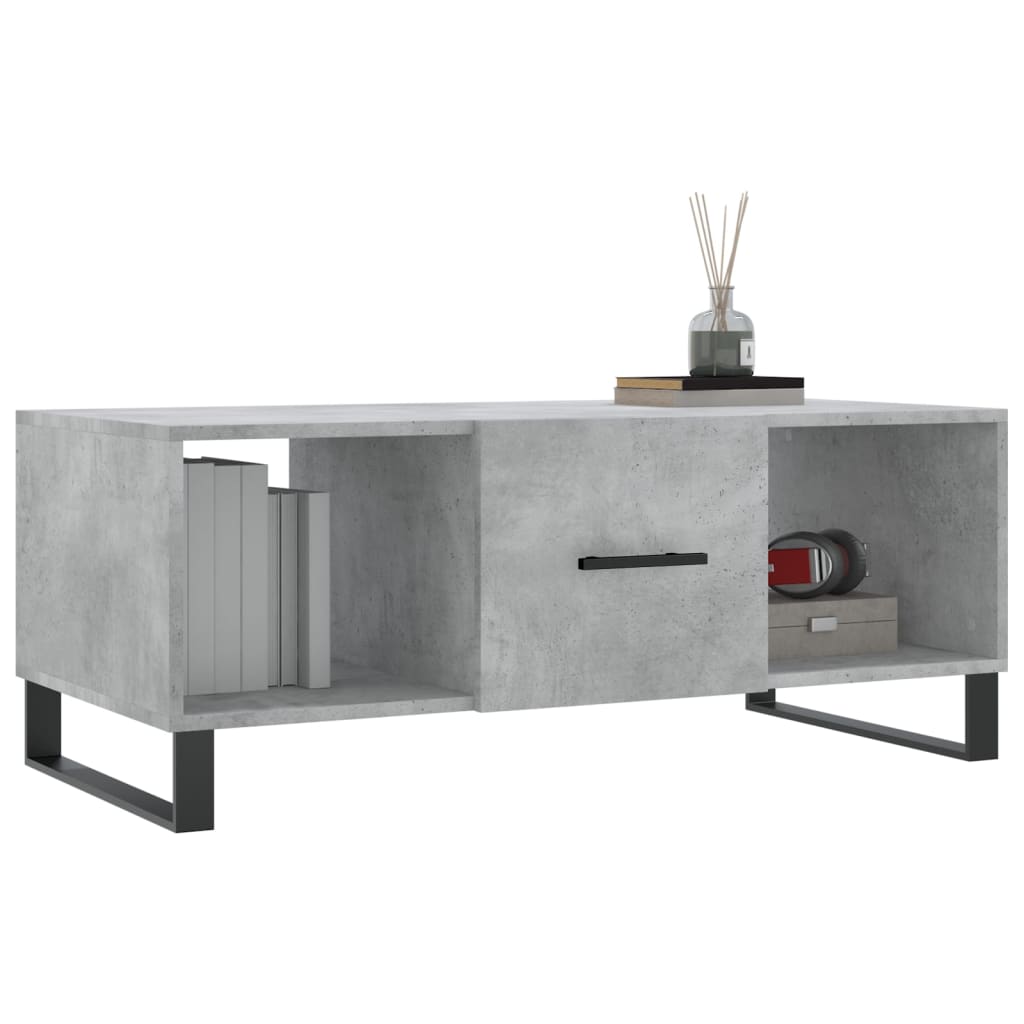 Tavolino Salotto Grigio Cemento 102x50x40 cm Legno Multistrato 829328