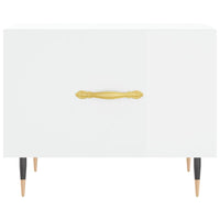 Tavolino da Salotto Bianco Lucido 50x50x40 cm Legno Multistrato 829352