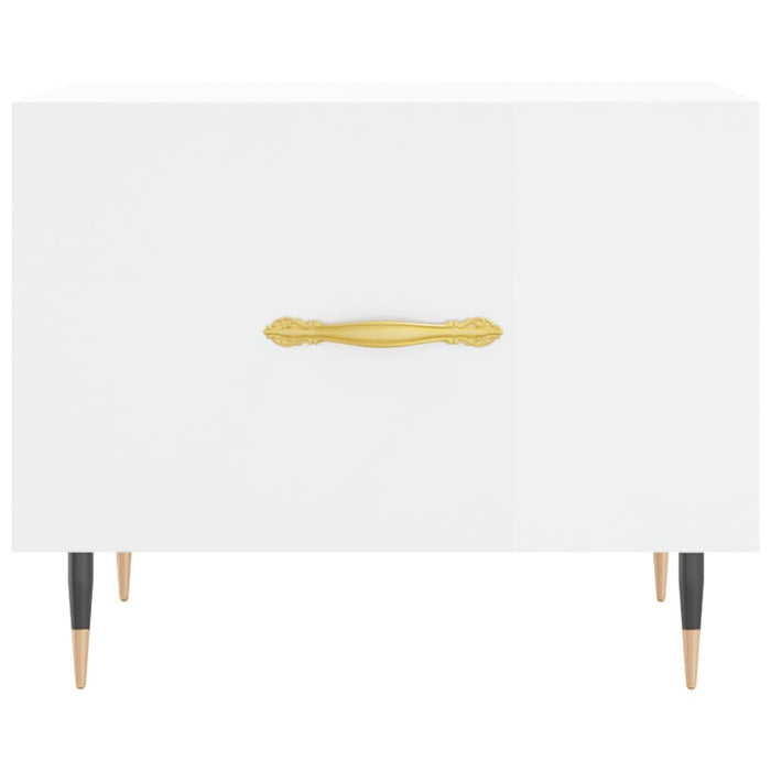 Tavolino da Salotto Bianco Lucido 50x50x40 cm Legno Multistrato 829352