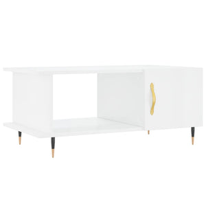 Tavolino da Salotto Bianco Lucido 90x50x40 cm Legno Multistrato 829470