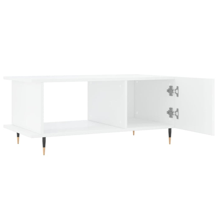 Tavolino da Salotto Bianco Lucido 90x50x40 cm Legno Multistrato 829470