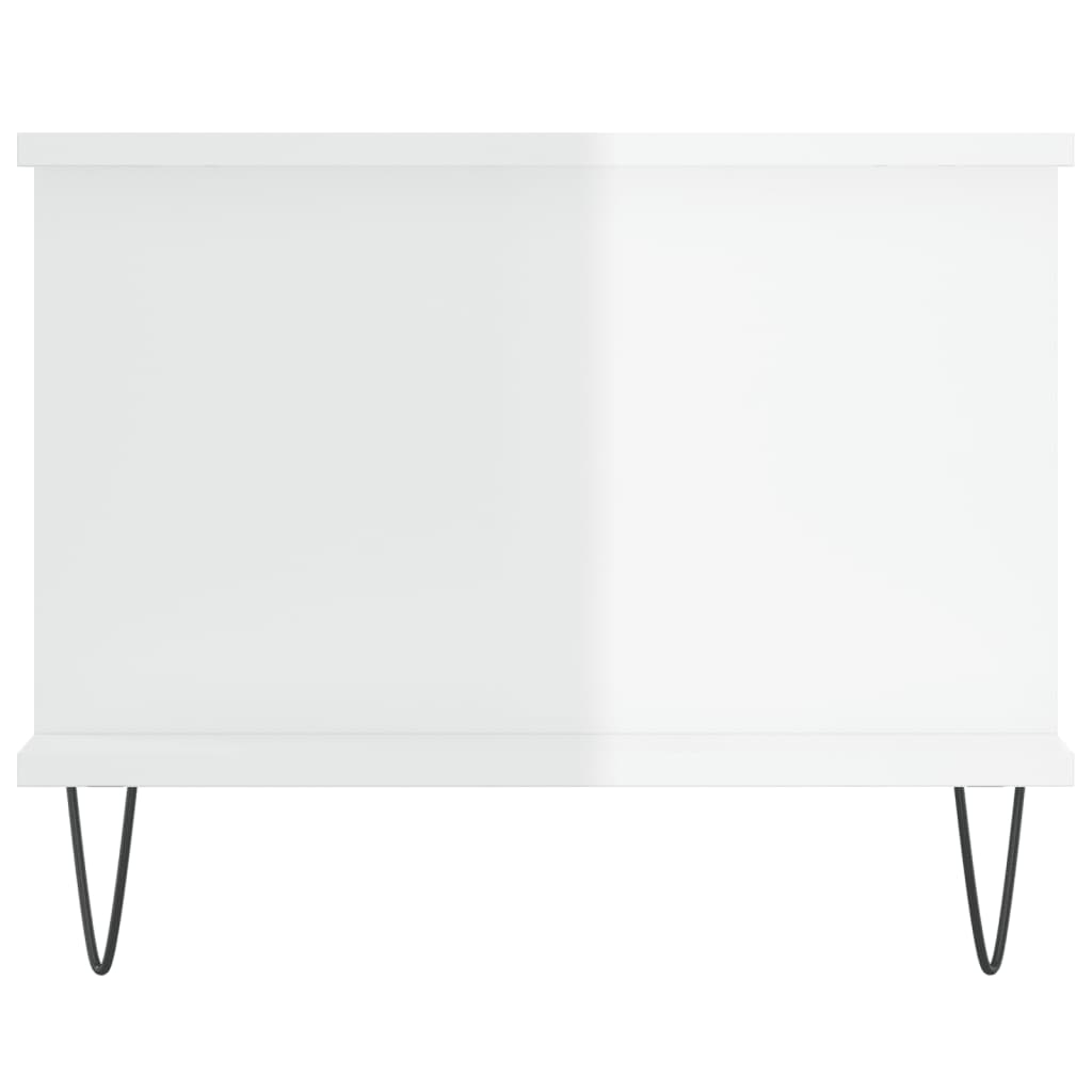 Tavolino da Salotto Bianco Lucido 90x50x40 cm Legno Multistrato 829486