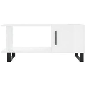 Tavolino da Salotto Bianco Lucido 90x50x40 cm Legno Multistrato 829510