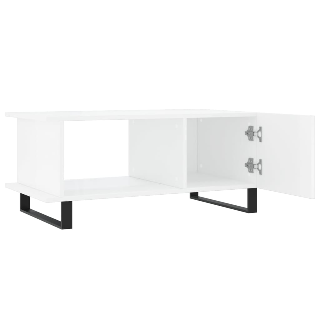 Tavolino da Salotto Bianco Lucido 90x50x40 cm Legno Multistrato 829510