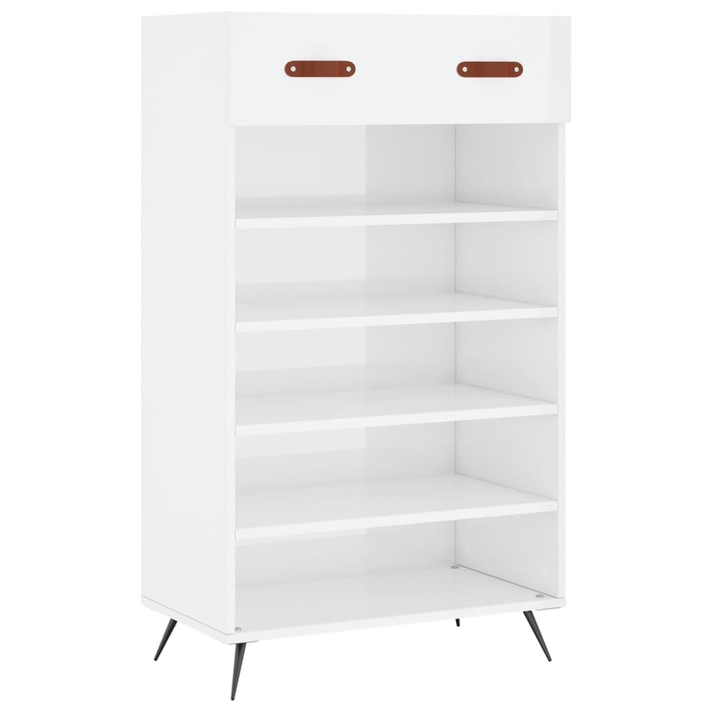 Scarpiera Bianco Lucido 60x35x105 cm in Legno Multistratocod mxl 103374