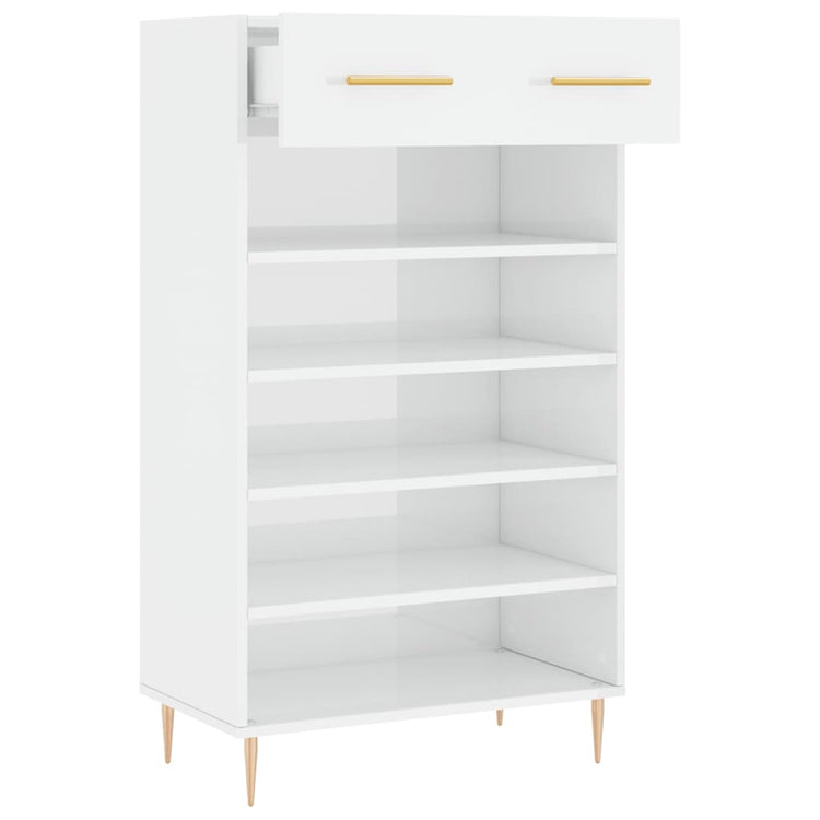 Scarpiera Bianco Lucido 60x35x105 cm in Legno Multistrato 829598