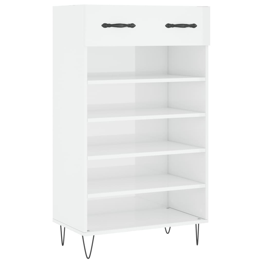 Scarpiera Bianco Lucido 60x35x105 cm in Legno Multistrato 829606