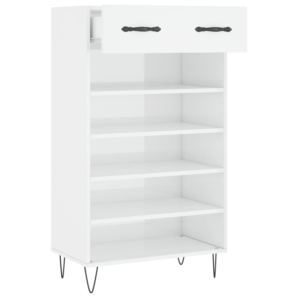 Scarpiera Bianco Lucido 60x35x105 cm in Legno Multistrato 829606