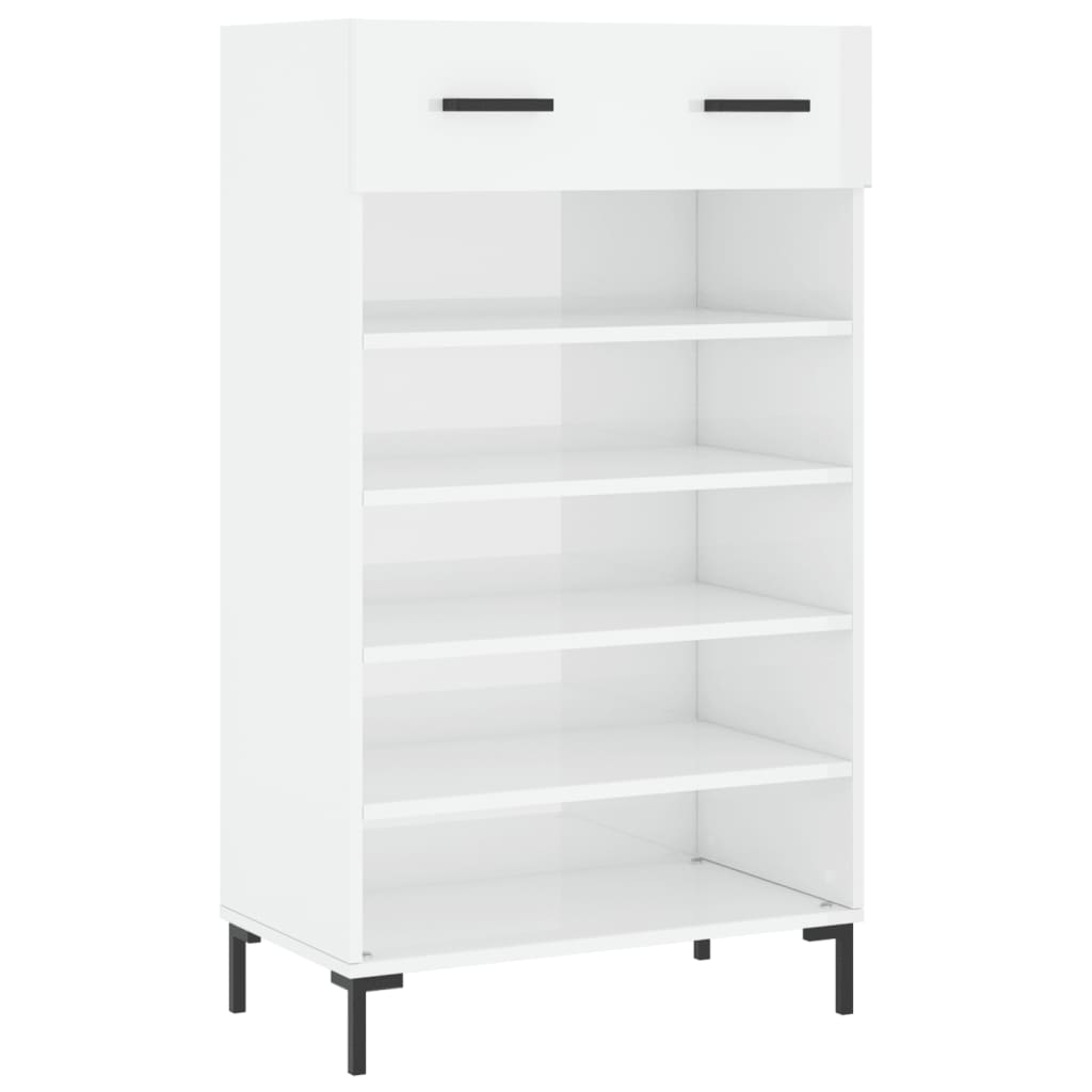 Scarpiera Bianco Lucido 60x35x105 cm in Legno Multistrato 829614