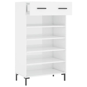 Scarpiera Bianco Lucido 60x35x105 cm in Legno Multistrato 829614