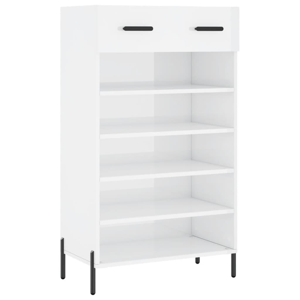 Scarpiera Bianco Lucido 60x35x105 cm in Legno Multistrato 829622