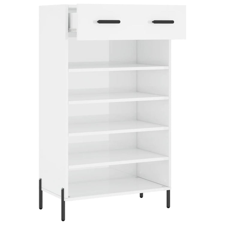 Scarpiera Bianco Lucido 60x35x105 cm in Legno Multistrato 829622