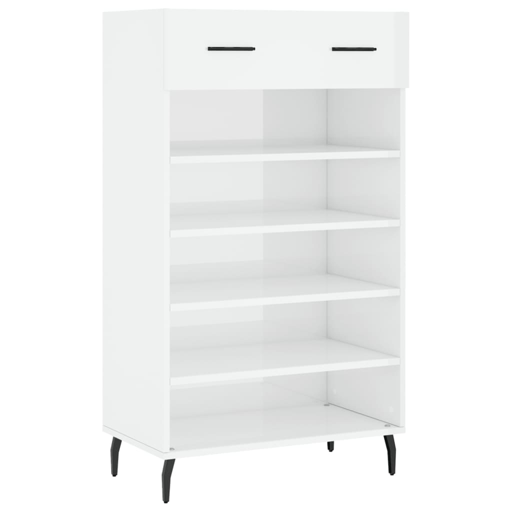 Scarpiera Bianco Lucido 60x35x105 cm in Legno Multistrato 829630