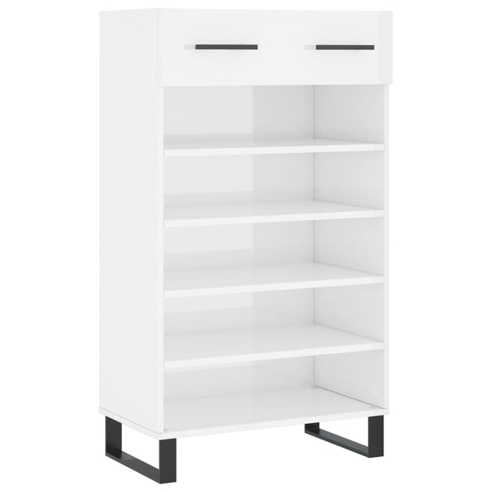 Scarpiera Bianco Lucido 60x35x105 cm in Legno Multistrato 829638