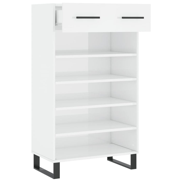 Scarpiera Bianco Lucido 60x35x105 cm in Legno Multistrato 829638