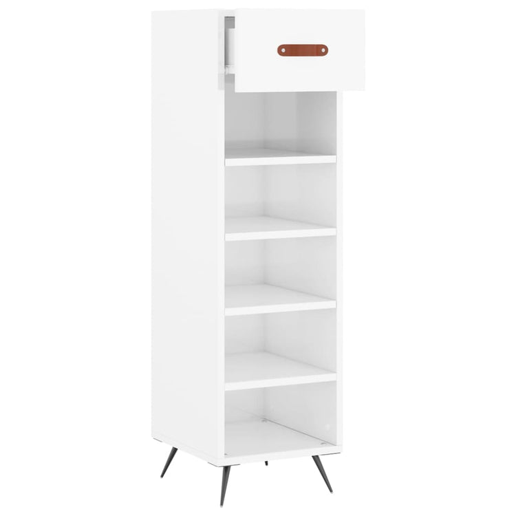 Scarpiera Bianco Lucido 30x35x105 cm in Legno Multistrato 829646