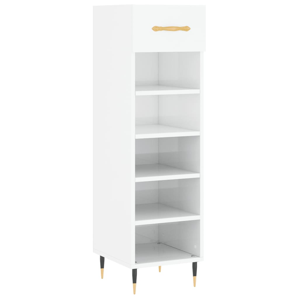 Scarpiera Bianco Lucido 30x35x105 cm in Legno Multistrato 829654