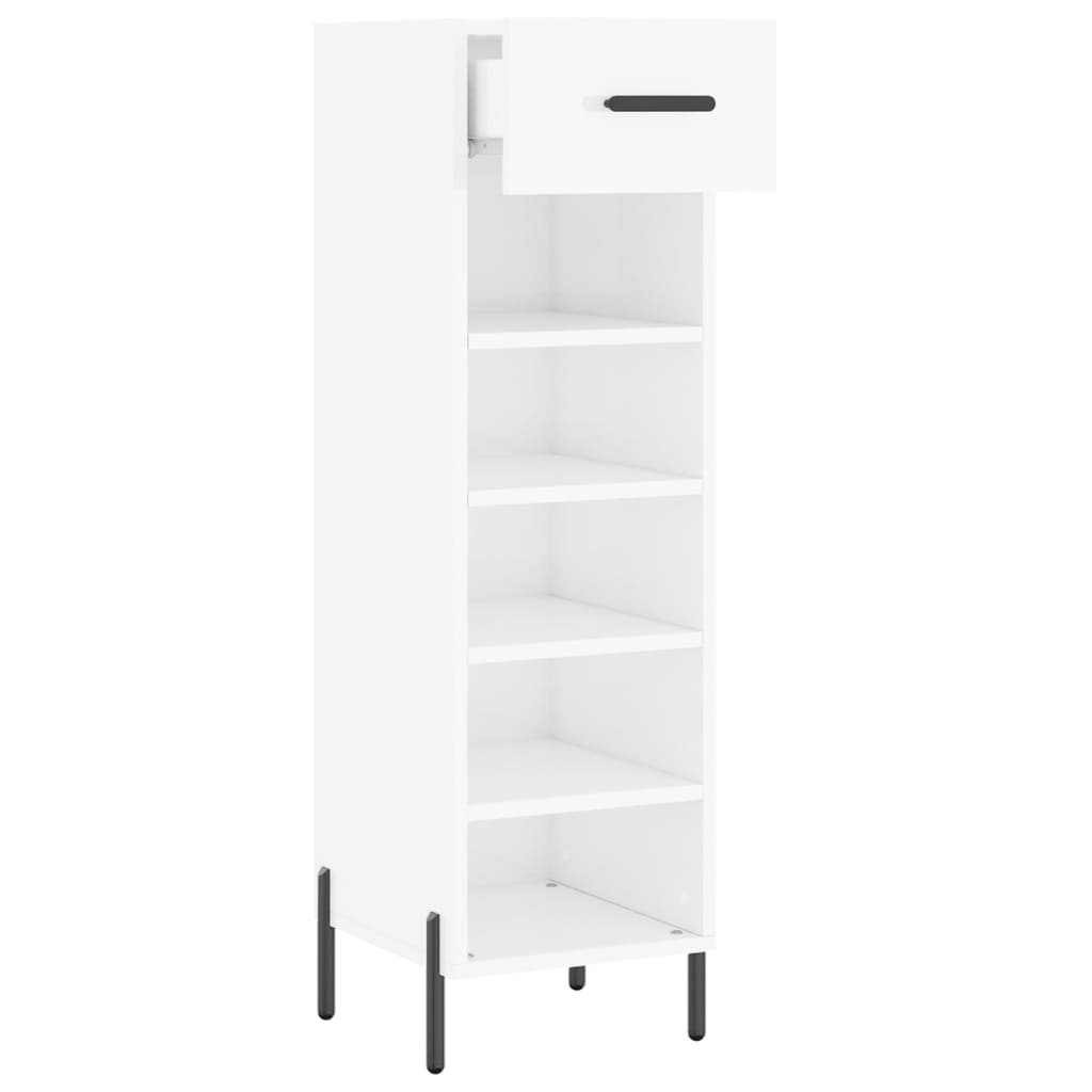 Scarpiera Bianco Lucido 30x35x105 cm in Legno Multistrato 829686