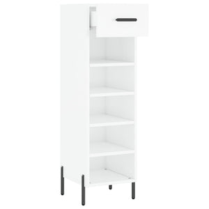 Scarpiera Bianco Lucido 30x35x105 cm in Legno Multistrato 829686