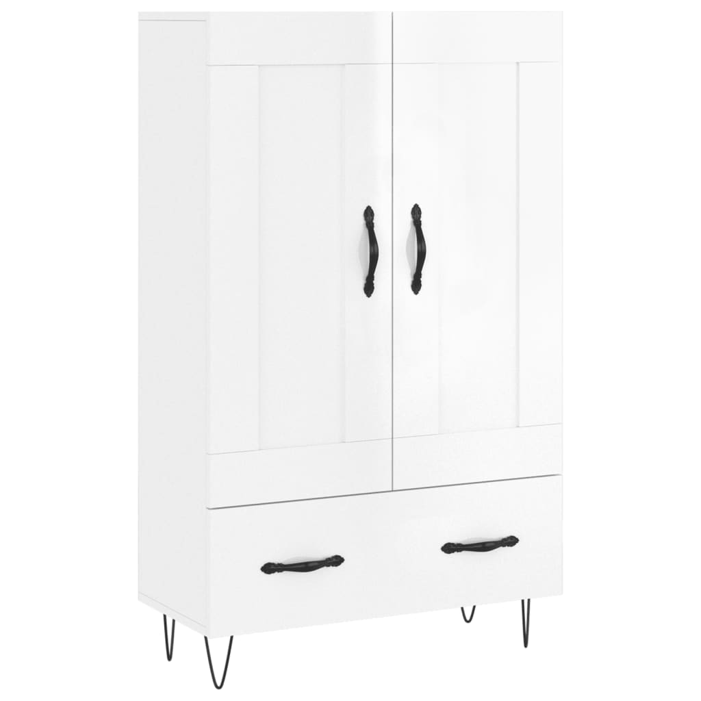 Credenza Bianco Lucido 69,5x31x115 cm in Legno Multistrato 830318