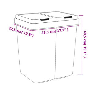 Cestino Doppio Antracite 2x25 L 154982