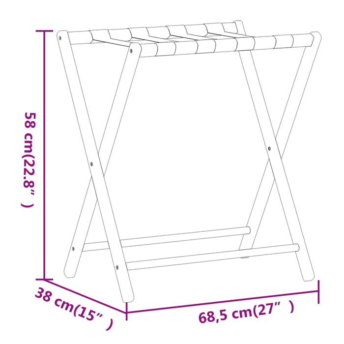 Portabagagli 68,5x38x58 cm in Bambù 356367