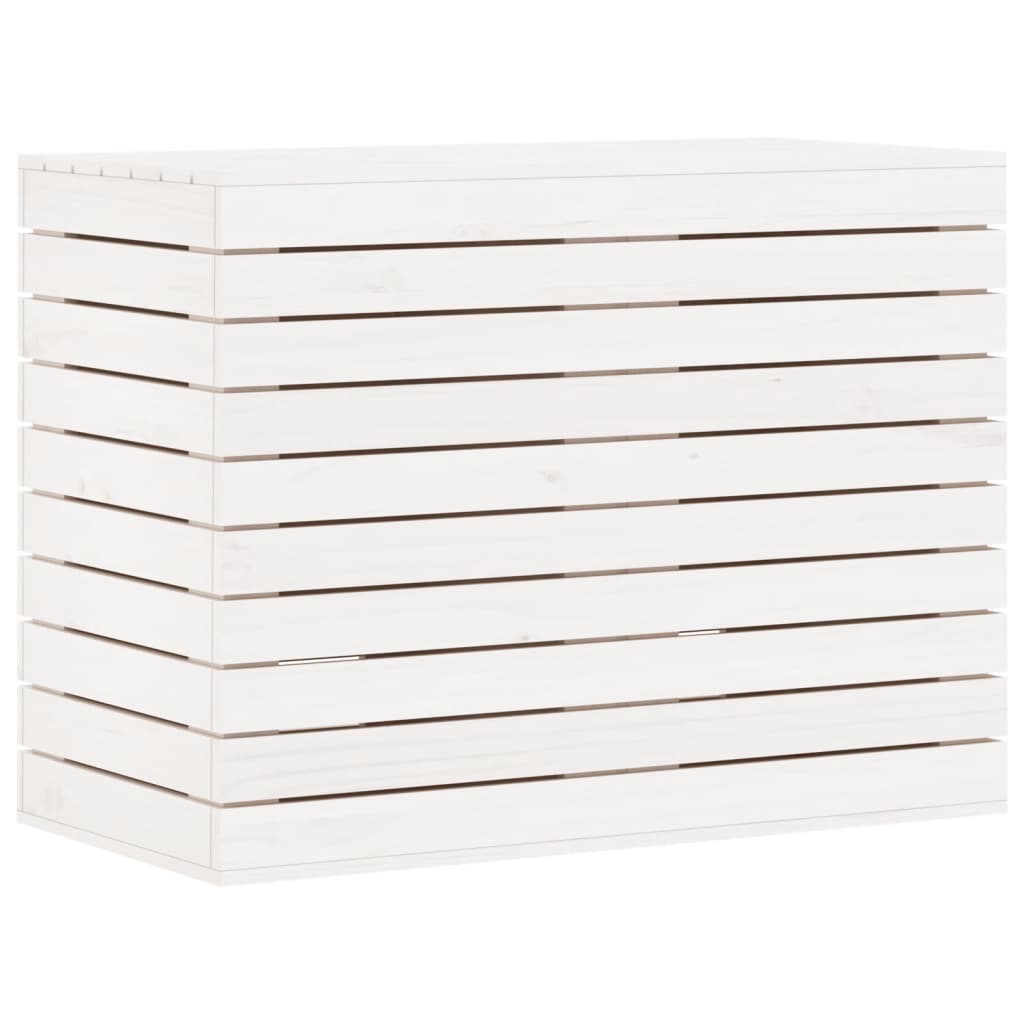 Cesto per Bucato Bianco 88,5x44x66 cm Legno Massello Pino 832320