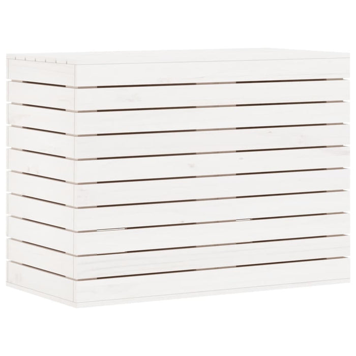 Cesto per Bucato Bianco 88,5x44x66 cm Legno Massello Pino 832320