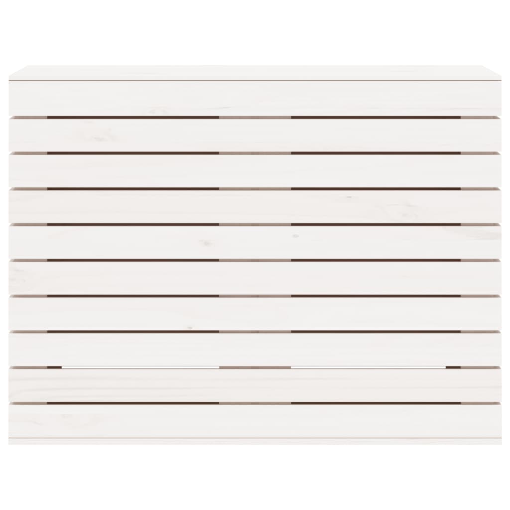 Cesto per Bucato Bianco 88,5x44x66 cm Legno Massello Pino 832320